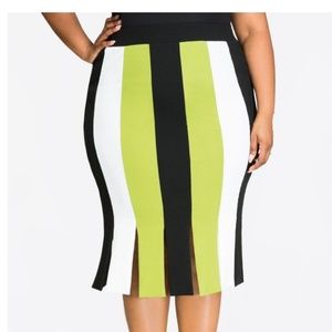 TEXTURED STRIPE CARWASH PENCIL SKIRT